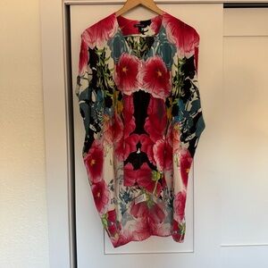 KINWOLFE Flower Print Maternity‎ Nursary Silk Top Size S